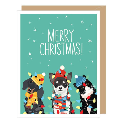 Holiday Pets Christmas Lights Card
