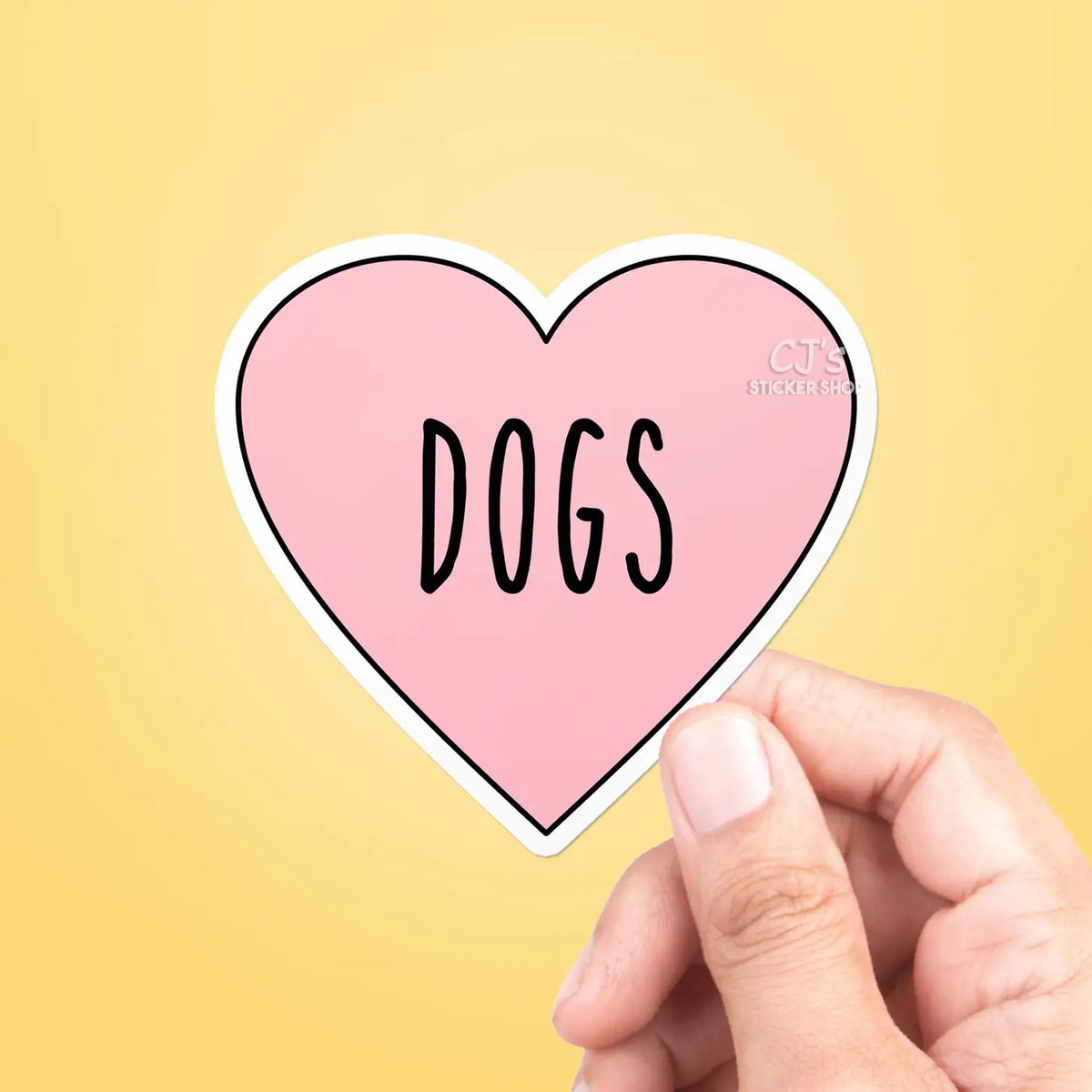 Dogs Pink Heart Vinyl Sticker