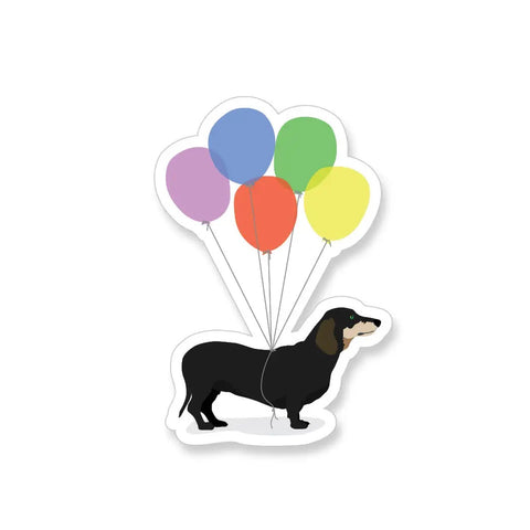 Dachshund with Balloons Vinyl Sticker