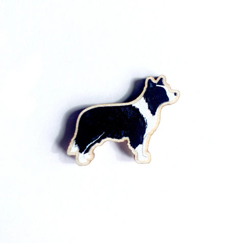 Border Collie Wooden Pin